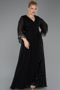 Abendgarderobe in Großen Größen Lang Chiffon Schwarz ABU5853