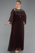 Kleider in Großen Größen Lang Chiffon Braun ABU5854