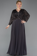 Kleider in Großen Größen Lang Chiffon Anthrazit ABU5859