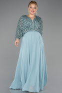 Kleider in Großen Größen Lang Chiffon Minzgrün ABU5859