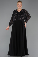 Kleider in Großen Größen Lang Chiffon Schwarz ABU5859