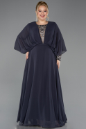 Kleider in Großen Größen Lang Chiffon Anthrazit ABU5860