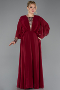 Kleider in Großen Größen Lang Chiffon Weinrot ABU5860