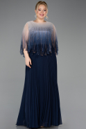 Kleider in Großen Größen Lang Chiffon Marineblau ABU5864
