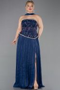 Abendkleid in Übergröße Lang Chiffon Marineblau ABU5793