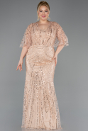 Abendkleid in Übergröße Lang Perlenbesetzt Gold ABU5800