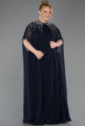 Abendkleid in Übergröße Lang Chiffon Marineblau ABU5845