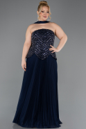 Abendkleid in Übergröße Lang Marineblau ABU5856