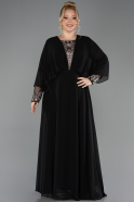 Kleider in Großen Größen Lang Chiffon Schwarz ABU5860