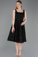Abendkleid Midi Spitze Schwarz ABK2549