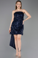 Partykleid Kurz Schuppig Marineblau ABK2556