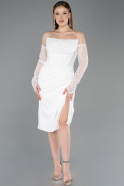 Partykleid Midi Spitze Weiß ABK2558