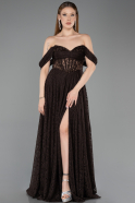 Standesamtkleid Lang Spitze Dunkelbraun ABU5867