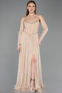 Standesamtkleid Lang Spitze Beige ABU5887