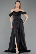 Abendbekleidung Lang Satin Schwarz ABU5891