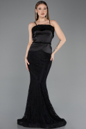 Abendkleid im Meerjungfrau-Stil Lang Guipure Spitze Schwarz ABU5869