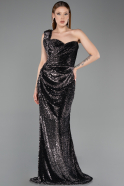 Abendkleid Lang Schuppig Schwarz ABU5894