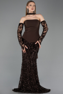 Abendkleid im Meerjungfrau-Stil Lang Schuppig Braun ABU5896