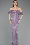 Abendkleid Lang Schuppig Lila ABU5886