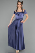 Abendkleid für Kinder Lang Satin Marineblau ABU5902