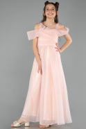 Abendkleid für Kinder Lang Lachs ABU5903