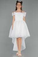 Abendkleid für Kinder Vorne Kurz-Hinten Lang Weiß ABO128