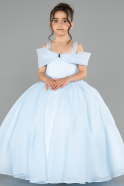 Brautkleid für Kinder Lang Satin Eisblau ABG175