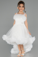 Abendkleid für Kinder Vorne Kurz-Hinten Lang Weiß ABO130