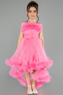 Abendkleid für Kinder Vorne Kurz-Hinten Lang Rosa ABO130