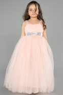 Lachs Abendkleid Für Kinder Lang ABU3031