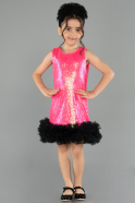 Abendkleid für Kinder Kurz Fuchsie ABK2574