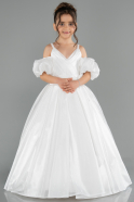 Brautkleid für Kinder Lang Satin Weiß ABG185