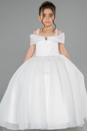 Brautkleid für Kinder Lang Satin Weiß ABG175