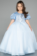 Blau Brautkleid Für Kinder Satin Lang ABG174