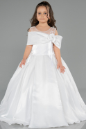 Brautkleid für Kinder Lang Satin Weiß ABG172