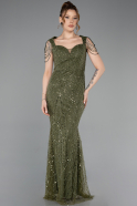 Abendkleid Lang Perlenbesetzt Khaki ABU5914