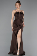 Abschlusskleid Lang Satin Braun ABU5923
