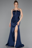 Abschlusskleid Lang Satin Marineblau ABU5923