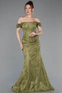 Abendkleid Lang Spitze Khaki ABU5609
