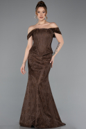 Braun Abendkleid Spitze Lang ABU5609