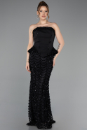 Abendkleid Lang Schuppig Schwarz ABU5919