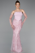 Abendkleid Lang Perlenbesetzt Puder ABU5922