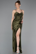 Dunkles Khaki Abschlusskleid Lang ABU3247
