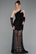 Abendkleid im Meerjungfrau-Stil Kurz Schuppig Schwarz ABK2581