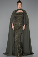 Abendkleid Lang Perlenbesetzt Khaki ABU5915