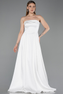 Abendkleid Lang Satin Weiß ABU5932