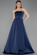 Abendkleid Lang Satin Marineblau ABU5932