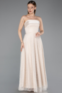Abendkleid Lang Spitze Beige ABU5943