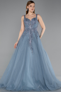 Designer Verlobungskleid Lang Rauchblau ABU5961
