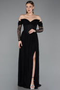 Abendkleid Lang Spitze Schwarz ABU5945